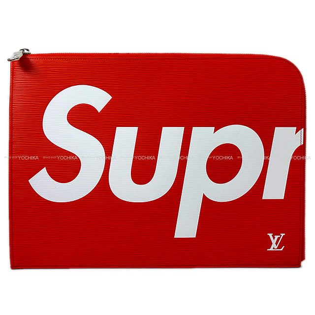 17年秋冬限定 Louis Vuitton X Supreme ルイ ヴィトン シュプリーム クラッチポーチ バッグ ポシェット ジュール Gm 赤x白 エピ M 新品