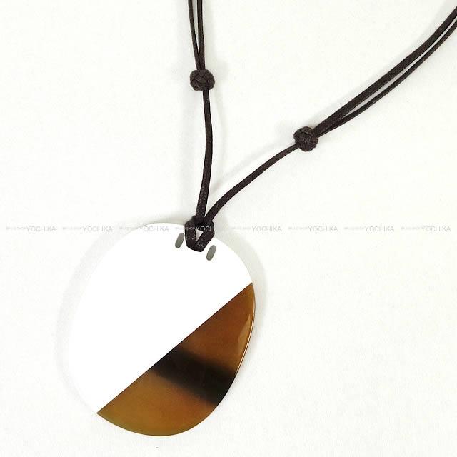 Hermes エルメス ペンダント ネックレス オム Pm 白xナチュラル バッファローホーン 新品未使用