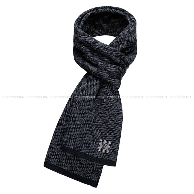 Louis Vuitton Black Damier Graphite Echarpes Petit Wool Cloth ref