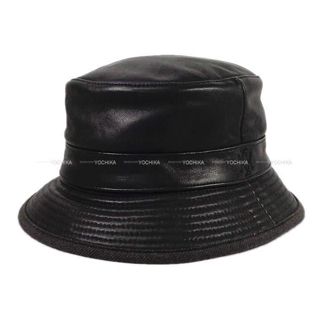 HERMES エルメス レディース モッチプール レザー ハット 帽子 #59 黒(ブラック) カーフ 新品未使用