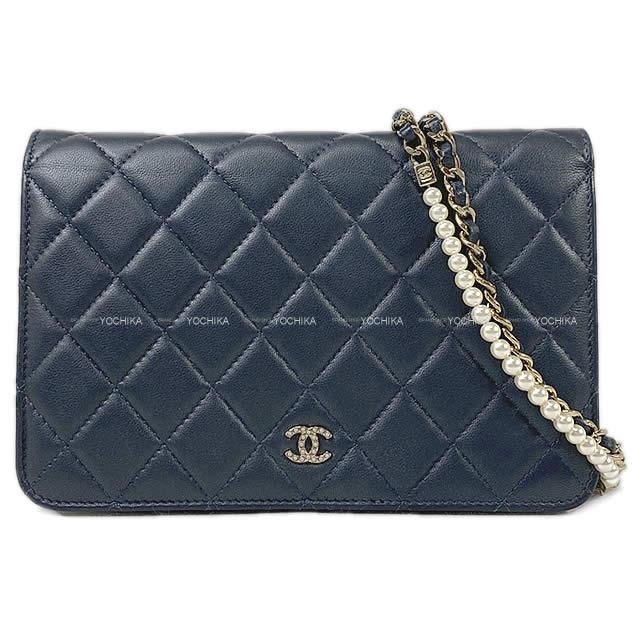 Chanel シャネル マトラッセ パール ココマーク チェーンウォレット A Aランク 中古