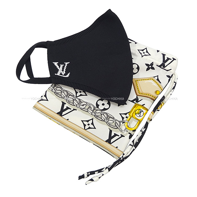 LOUIS VUITTON M76748 Monogram Mask Maille Attached pouch only silk Black x  White