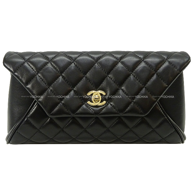 2017年 CHANEL シャネル クラッチバッグ ココマーク マトラッセ クラッチ バッグ A98558 黒 (ブラック) ラムスキン  シャンパンゴールド金具 新品未使用