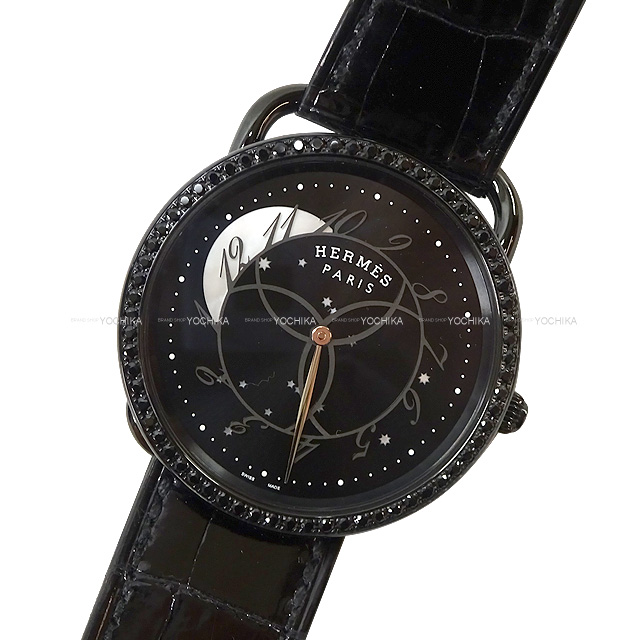 エルメス クロコダイル Arceau アルソー 腕時計 黒（新品・未使用品）
