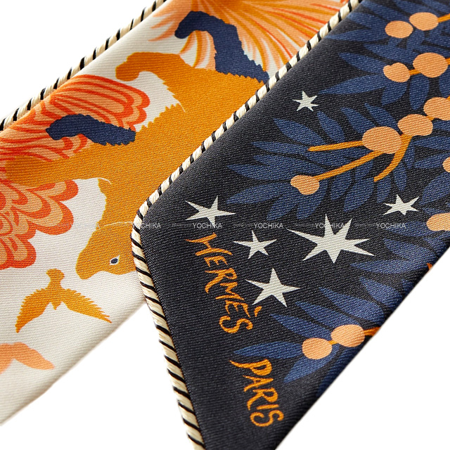 HERMES エルメス Sous le Charme d'Orphee オルフェウスの魅力に誘われて 063702S 06 ツイリー 2022AW　スカーフ ブラック イエロー