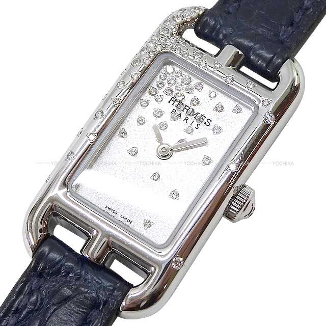 HERMES エルメス 腕時計 レディース ナンタケット PM 29mm ジュテドゥディアマン NA2.131 ブルーインディゴ  クロコダイルアリゲーターマット/ステンレススチール/ダイヤ C刻印 新品未使用