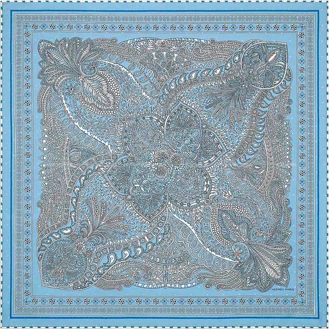 エルメス スカーフ カレ55 マハラニの庭 Le Jardin de la Maharani ドット刺繍 2023春夏