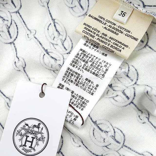 エルメス Tシャツ ド・レ・ブックル コットン マイクロ レディースサイズ36 HERMES トップス 白