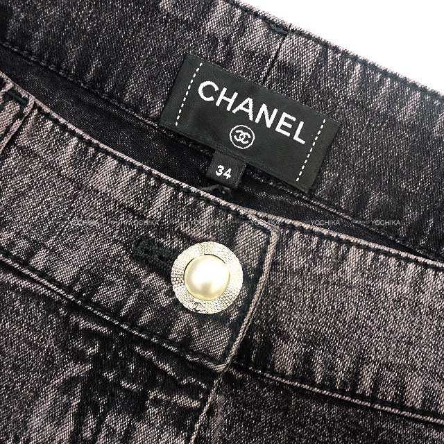 2022年 秋冬 CHANEL シャネル デニムパンツ パールボタン ガウチョ