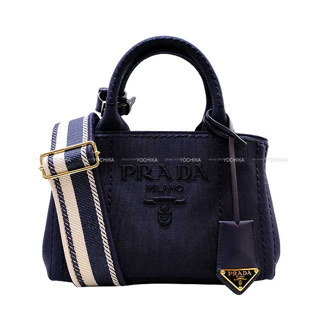 PRADA プラダ ハンドバッグ カナパ ミニ 2way ショルダー 日本限定 バルティコ コットン ゴールド金具  1BA038_2CYA_F0216_V_3OM 新品同様【中古】