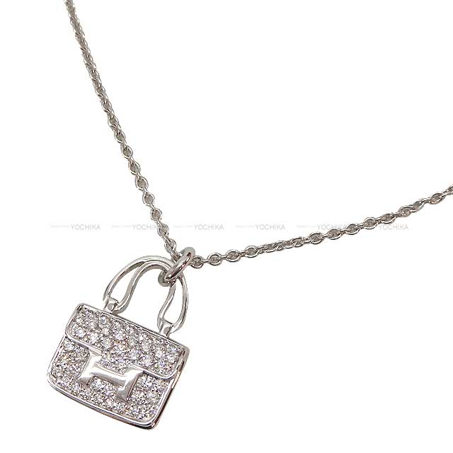 HERMES エルメス ネックレス ペンダント アミュレット コンスタンス K18ホワイトゴールド/ダイヤモンド0.44 ct 新品